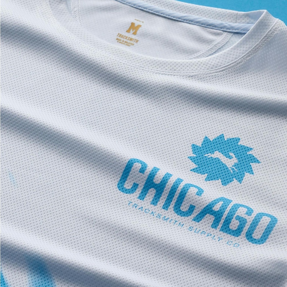 Tracksmith Chicago Marathon Limited Edition Performance Run Train Graphic TShirt - Picture 2 of 5